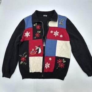 Vintage Millie Eskov Embroidered Christmas Cardigan Ugly Sweater Full Zip Sze S?